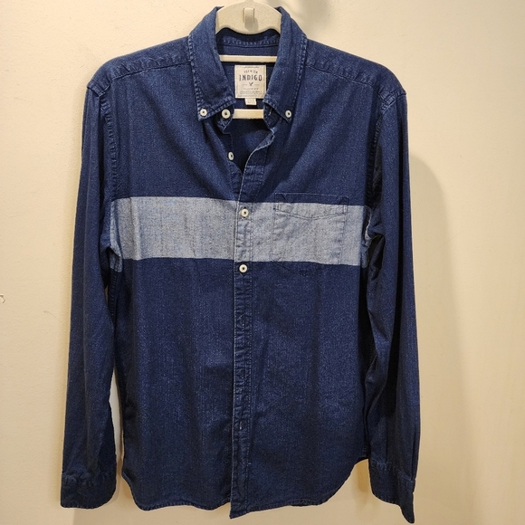 PREMIUM Indigo American Eagle Outfitters Denim Cotton Button Down Shirt size S - Picture 10 of 10